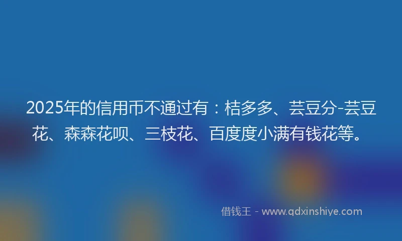 2025年的信用币不通过有：桔多多、芸豆分-芸豆花、森森花呗、三枝花、百度度小满有钱花等。