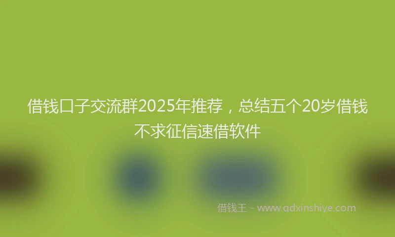 借钱口子交流群2025年推荐，总结五个20岁借钱不求征信速借软件