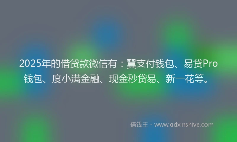 2025年的借贷款微信有：翼支付钱包、易贷Pro钱包、度小满金融、现金秒贷易、新一花等。