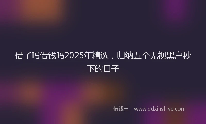 借了吗借钱吗2025年精选，归纳五个无视黑户秒下的口子