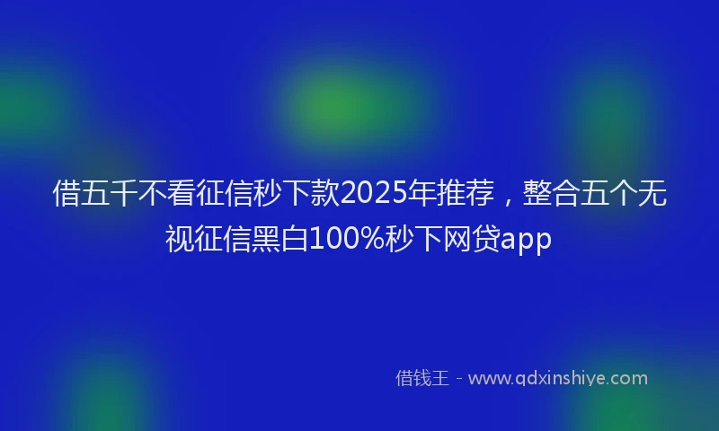 借五千不看征信秒下款2025年推荐，整合五个无视征信黑白100%秒下网贷app