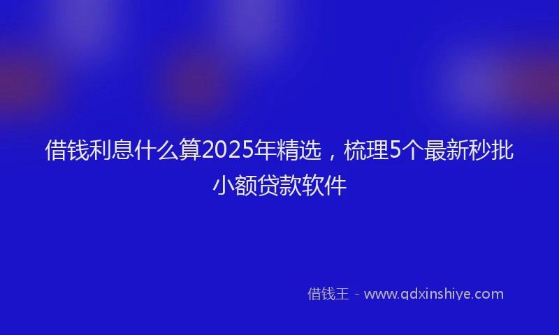 借钱利息什么算2025年精选，梳理5个最新秒批小额贷款软件