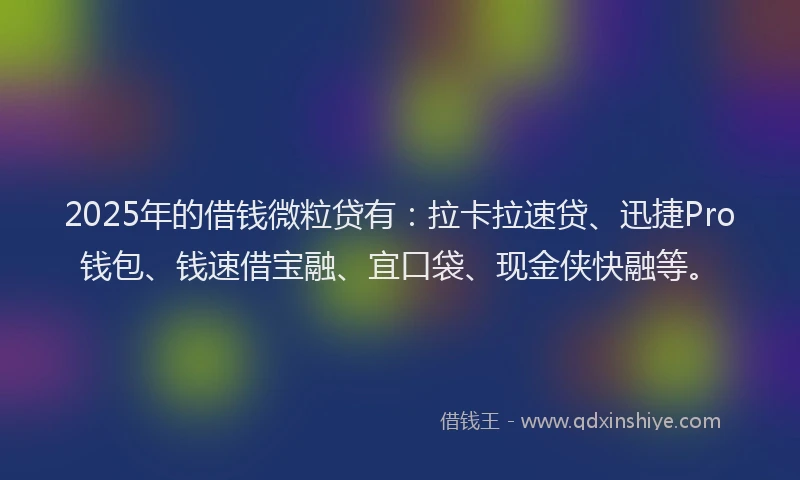 2025年的借钱微粒贷有：拉卡拉速贷、迅捷Pro钱包、钱速借宝融、宜口袋、现金侠快融等。