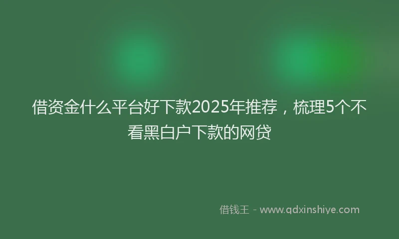 借资金什么平台好下款2025年推荐，梳理5个不看黑白户下款的网贷