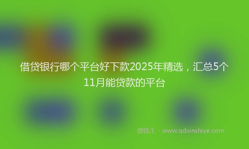 借贷银行哪个平台好下款2025年精选，汇总5个11月能贷款的平台