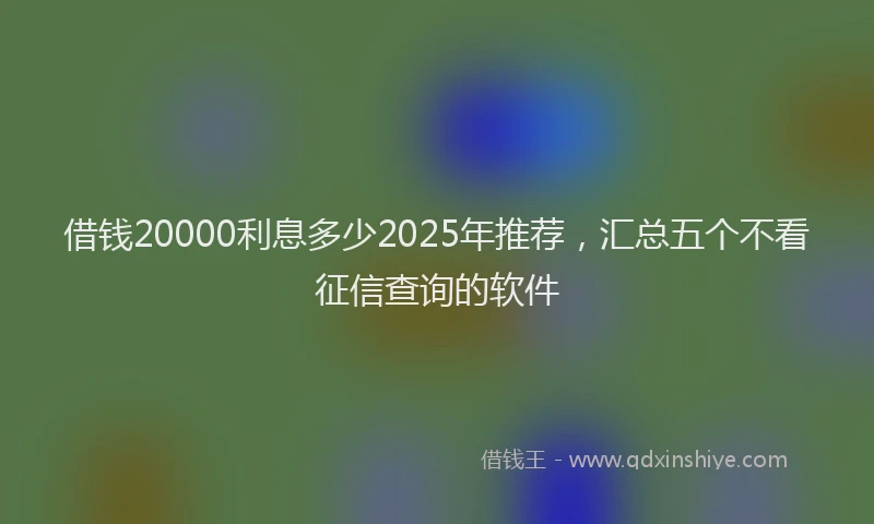 借钱20000利息多少2025年推荐，汇总五个不看征信查询的软件