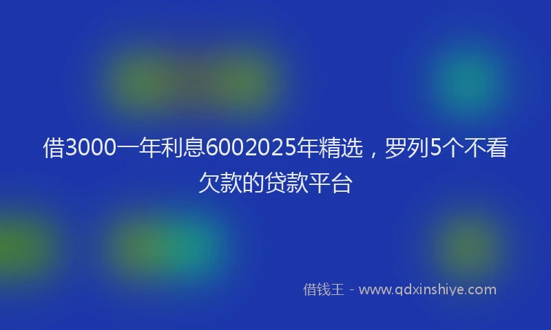 借3000一年利息6002025年精选，罗列5个不看欠款的贷款平台