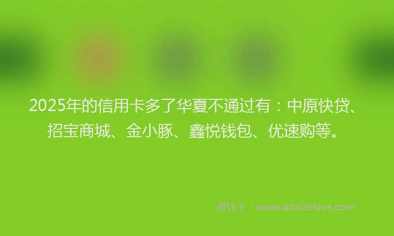 2025年的信用卡多了华夏不通过有：中原快贷、招宝商城、金小豚、鑫悦钱包、优速购等。