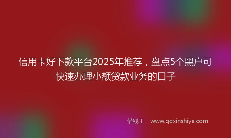 信用卡好下款平台2025年推荐，盘点5个黑户可快速办理小额贷款业务的口子