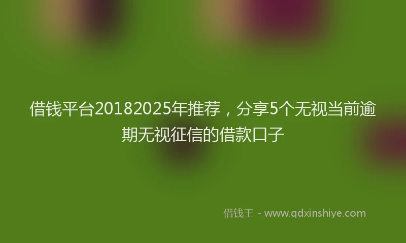 借钱平台20182025年推荐，分享5个无视当前逾期无视征信的借款口子