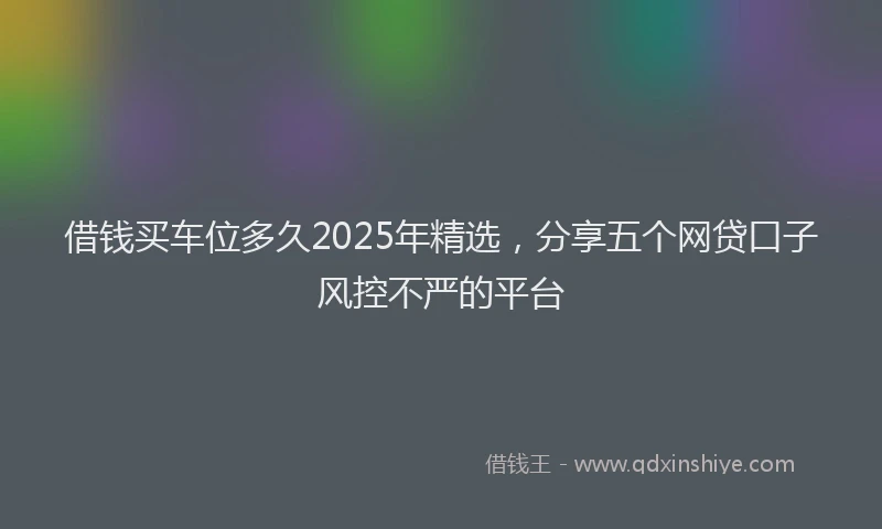 借钱买车位多久2025年精选,分享五个网贷口子风控不严的平台