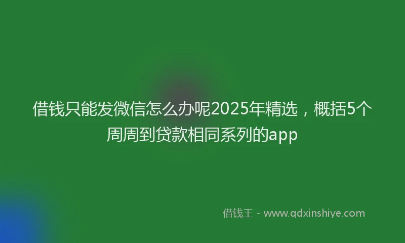 借钱只能发微信怎么办呢2025年精选，概括5个周周到贷款相同系列的app