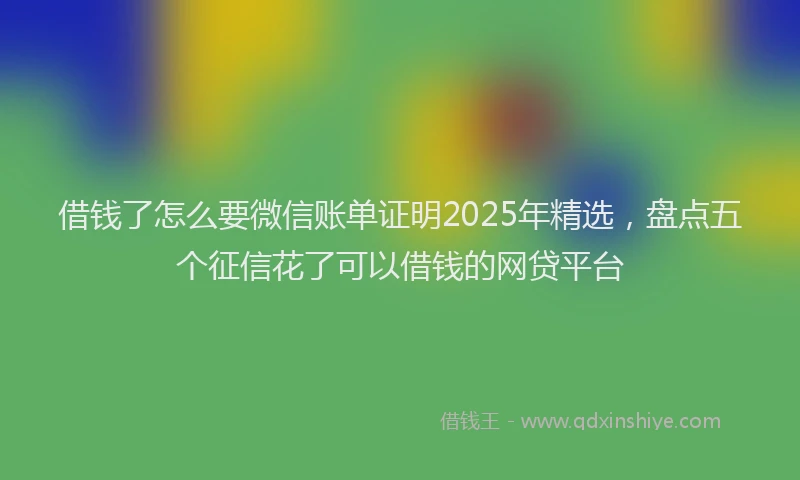 借钱了怎么要微信账单证明2025年精选，盘点五个征信花了可以借钱的网贷平台