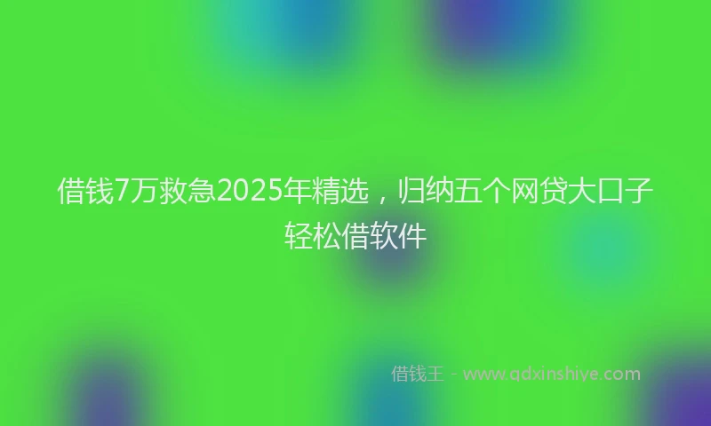 借钱7万救急2025年精选，归纳五个网贷大口子轻松借软件
