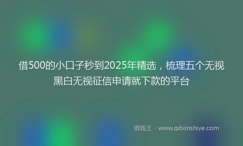 借500的小口子秒到2025年精选，梳理五个无视黑白无视征信申请就下款的平台