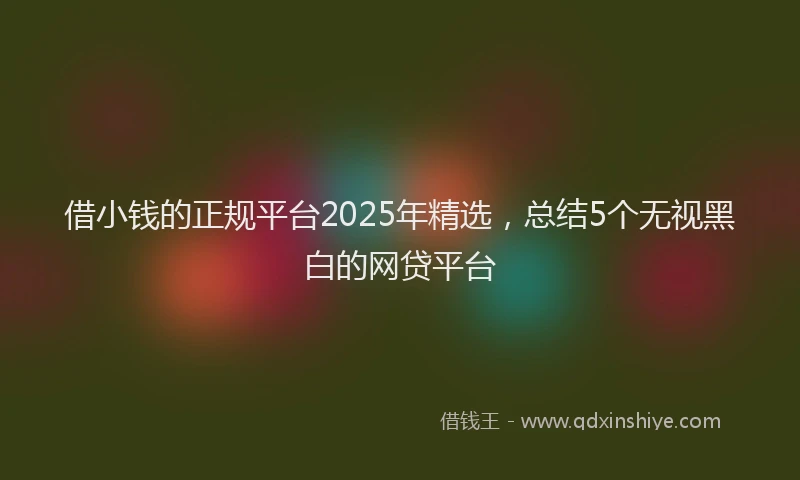 借小钱的正规平台2025年精选，总结5个无视黑白的网贷平台