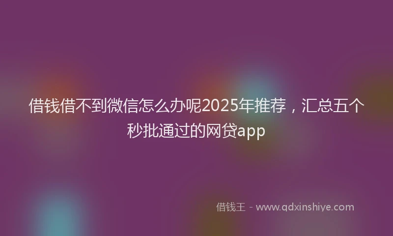 借钱借不到微信怎么办呢2025年推荐，汇总五个秒批通过的网贷app