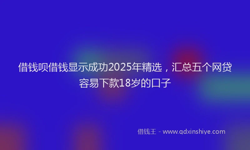 借钱呗借钱显示成功2025年精选，汇总五个网贷容易下款18岁的口子