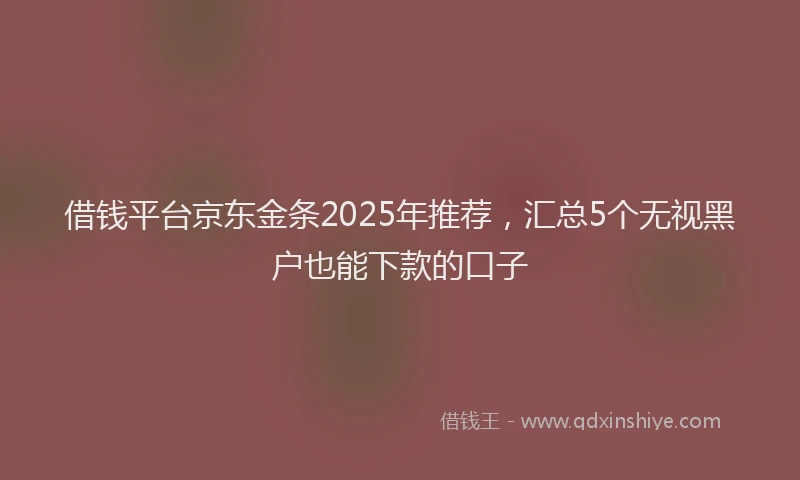 借钱平台京东金条2025年推荐，汇总5个无视黑户也能下款的口子