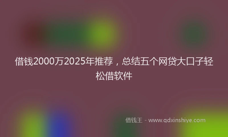 借钱2000万2025年推荐，总结五个网贷大口子轻松借软件