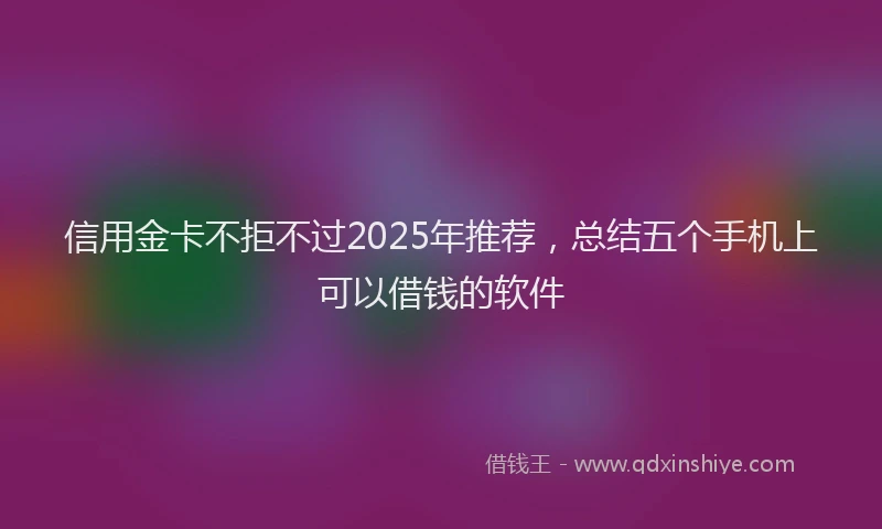 信用金卡不拒不过2025年推荐，总结五个手机上可以借钱的软件