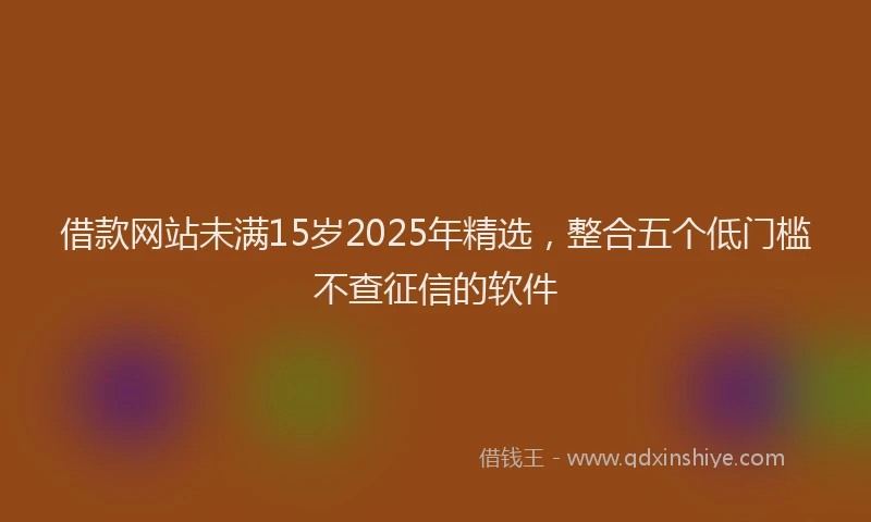 借款网站未满15岁2025年精选，整合五个低门槛不查征信的软件