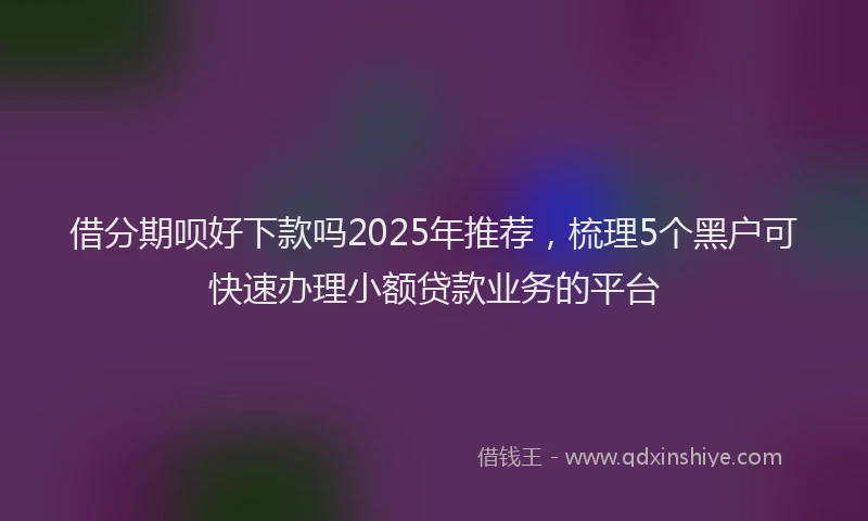 借分期呗好下款吗2025年推荐，梳理5个黑户可快速办理小额贷款业务的平台