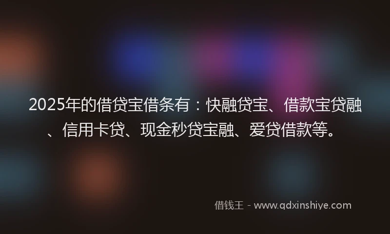2025年的借贷宝借条有：快融贷宝、借款宝贷融、信用卡贷、现金秒贷宝融、爱贷借款等。