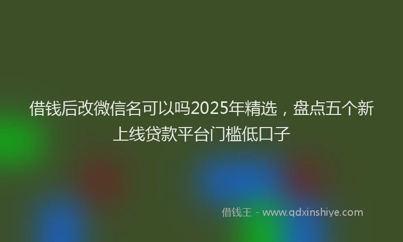 借钱后改微信名可以吗2025年精选，盘点五个新上线贷款平台门槛低口子