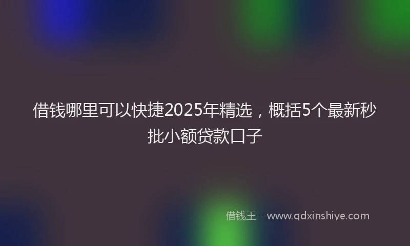 借钱哪里可以快捷2025年精选，概括5个最新秒批小额贷款口子