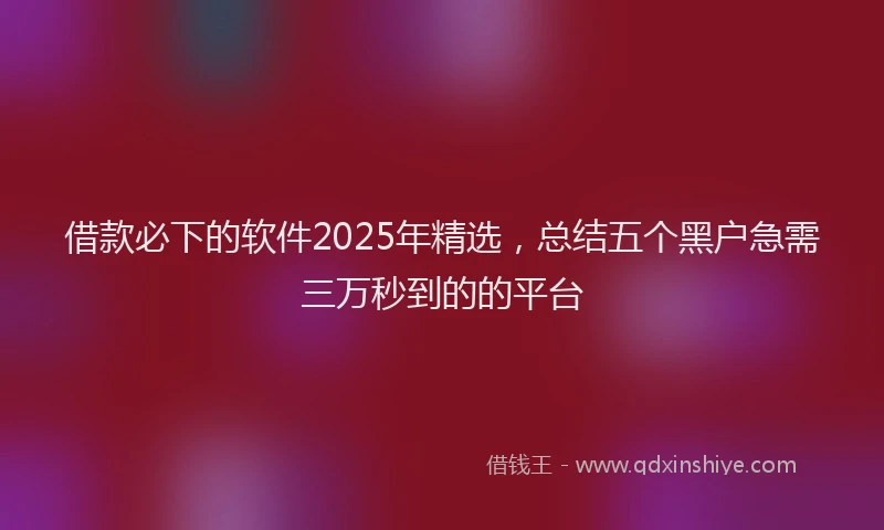 借款必下的软件2025年精选，总结五个黑户急需三万秒到的的平台