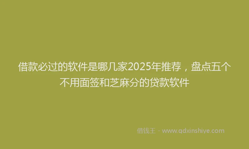 借款必过的软件是哪几家2025年推荐，盘点五个不用面签和芝麻分的贷款软件