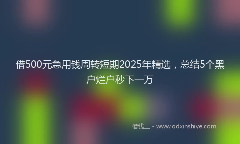 借500元急用钱周转短期2025年精选，总结5个黑户烂户秒下一万