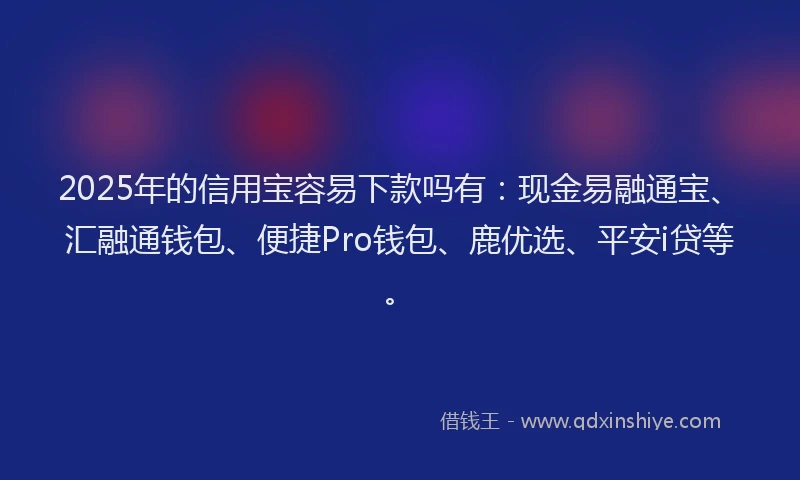 2025年的信用宝容易下款吗有：现金易融通宝、汇融通钱包、便捷Pro钱包、鹿优选、平安i贷等。