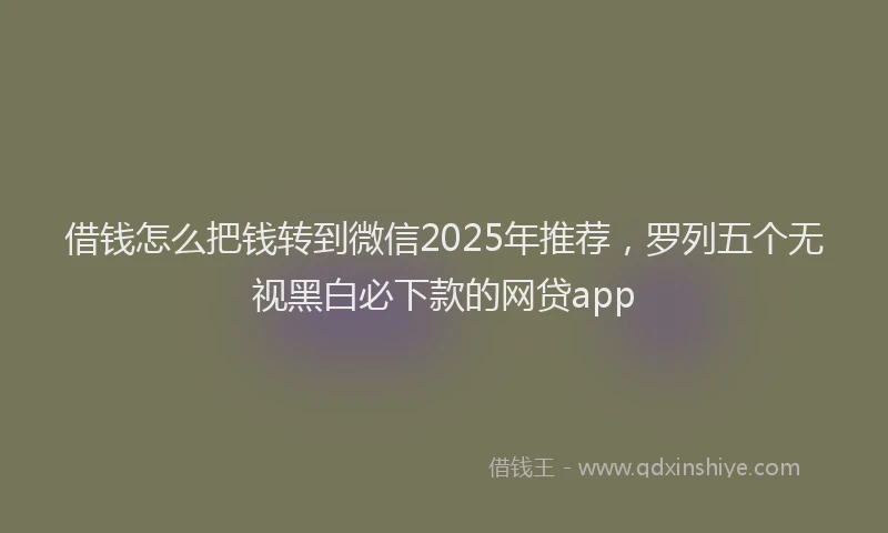 借钱怎么把钱转到微信2025年推荐，罗列五个无视黑白必下款的网贷app
