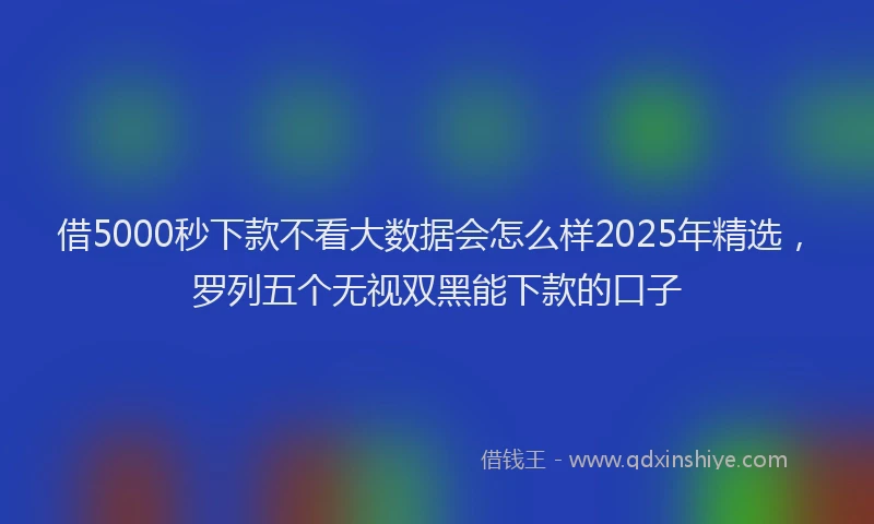 借5000秒下款不看大数据会怎么样2025年精选，罗列五个无视双黑能下款的口子