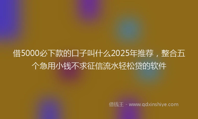 借5000必下款的口子叫什么2025年推荐，整合五个急用小钱不求征信流水轻松贷的软件