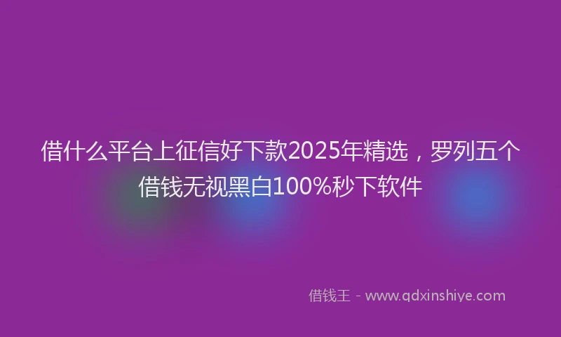 借什么平台上征信好下款2025年精选，罗列五个借钱无视黑白100%秒下软件