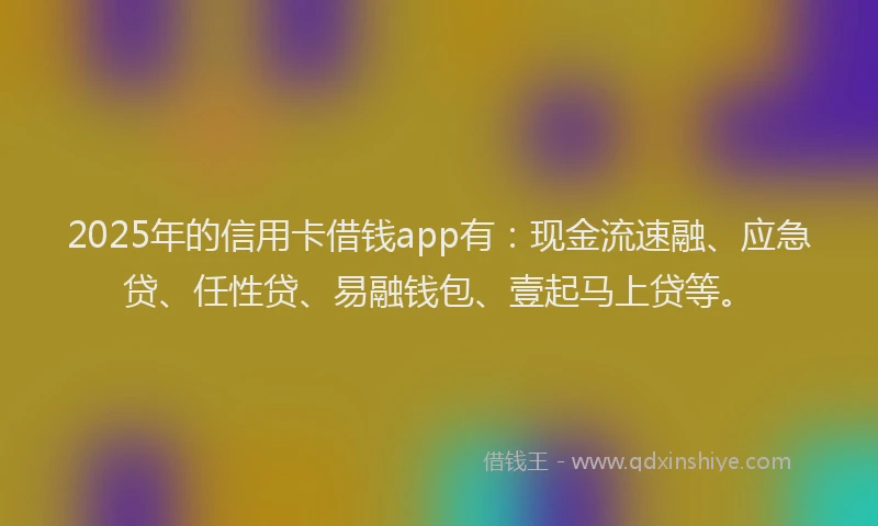 2025年的信用卡借钱app有：现金流速融、应急贷、任性贷、易融钱包、壹起马上贷等。