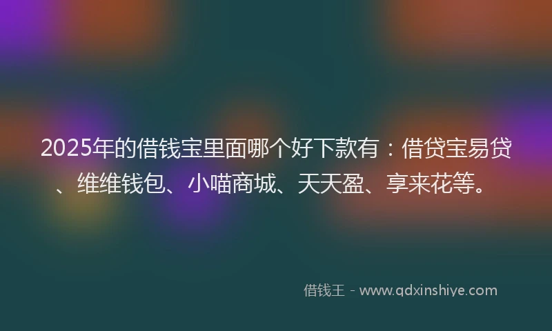 2025年的借钱宝里面哪个好下款有：借贷宝易贷、维维钱包、小喵商城、天天盈、享来花等。