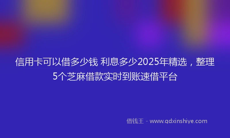 信用卡可以借多少钱 利息多少2025年精选，整理5个芝麻借款实时到账速借平台