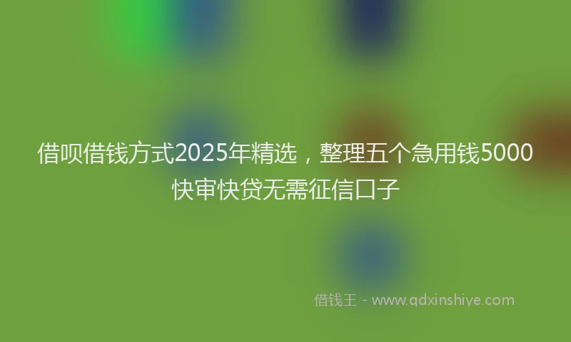 借呗借钱方式2025年精选，整理五个急用钱5000快审快贷无需征信口子