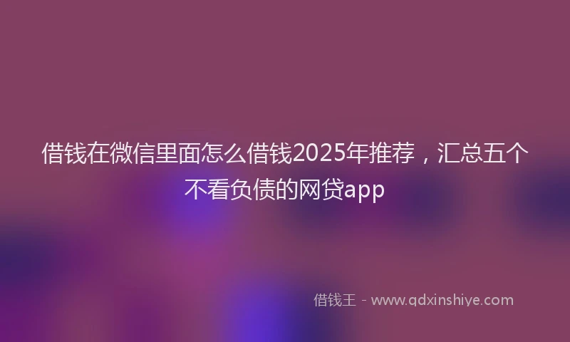 借钱在微信里面怎么借钱2025年推荐，汇总五个不看负债的网贷app