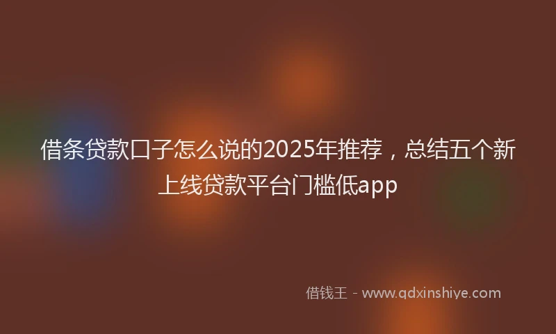 借条贷款口子怎么说的2025年推荐，总结五个新上线贷款平台门槛低app
