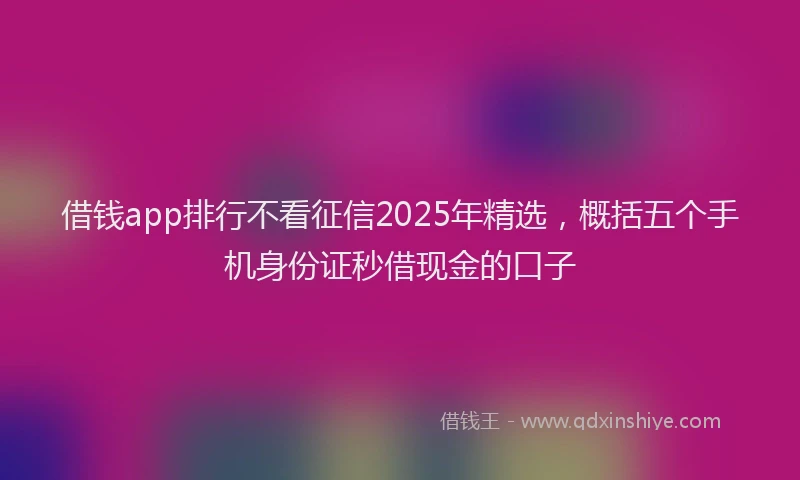 借钱app排行不看征信2025年精选，概括五个手机身份证秒借现金的口子