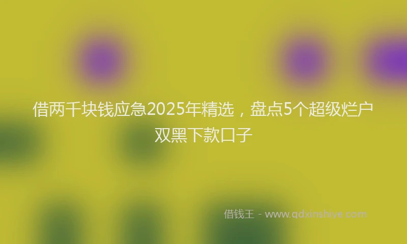 借两千块钱应急2025年精选，盘点5个超级烂户双黑下款口子