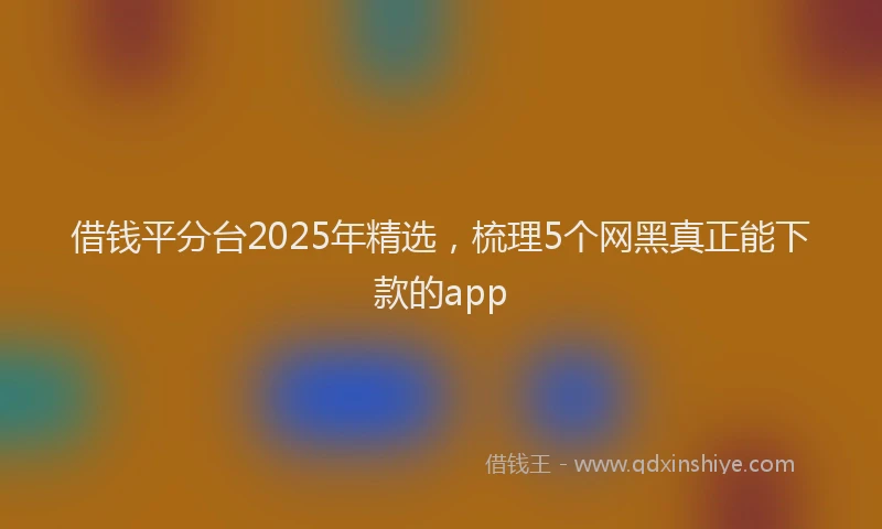 借钱平分台2025年精选，梳理5个网黑真正能下款的app