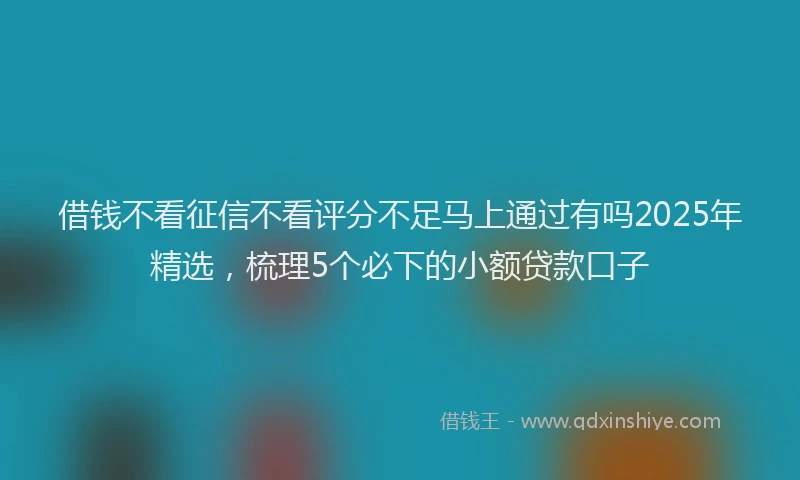借钱不看征信不看评分不足马上通过有吗2025年精选，梳理5个必下的小额贷款口子