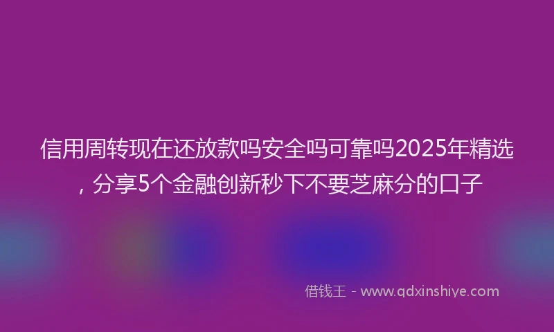 信用周转现在还放款吗安全吗可靠吗2025年精选,分享5个金融创新秒下不要芝麻分的口子