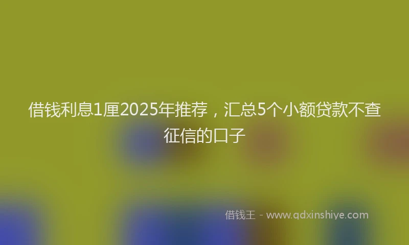 借钱利息1厘2025年推荐，汇总5个小额贷款不查征信的口子